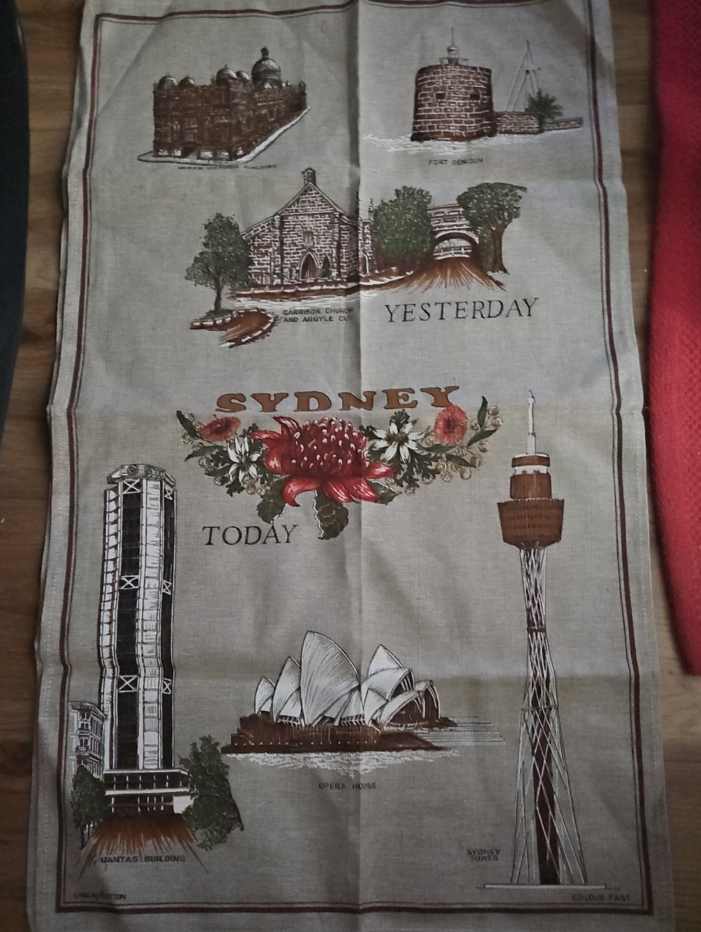 Sydney Yesterday Today Linen Cotton Tea Towel
